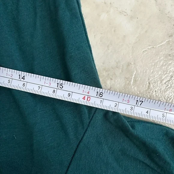 Green Maxi Dress L Faux Wrap Long Sleeve Wedding Guest Maternity | OUGES - Picture 9 of 10